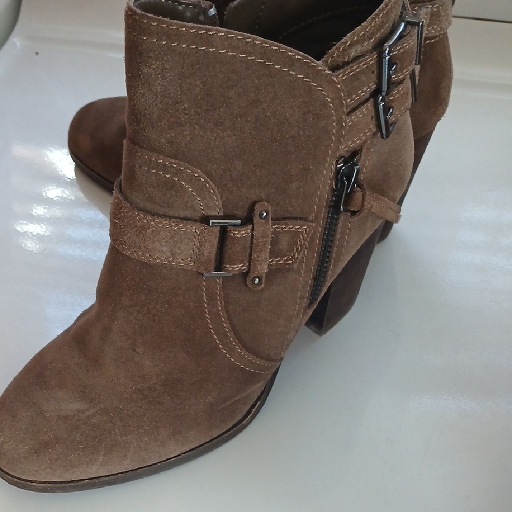 Gianni Bini Brown Suede Buckle Ankle Booties